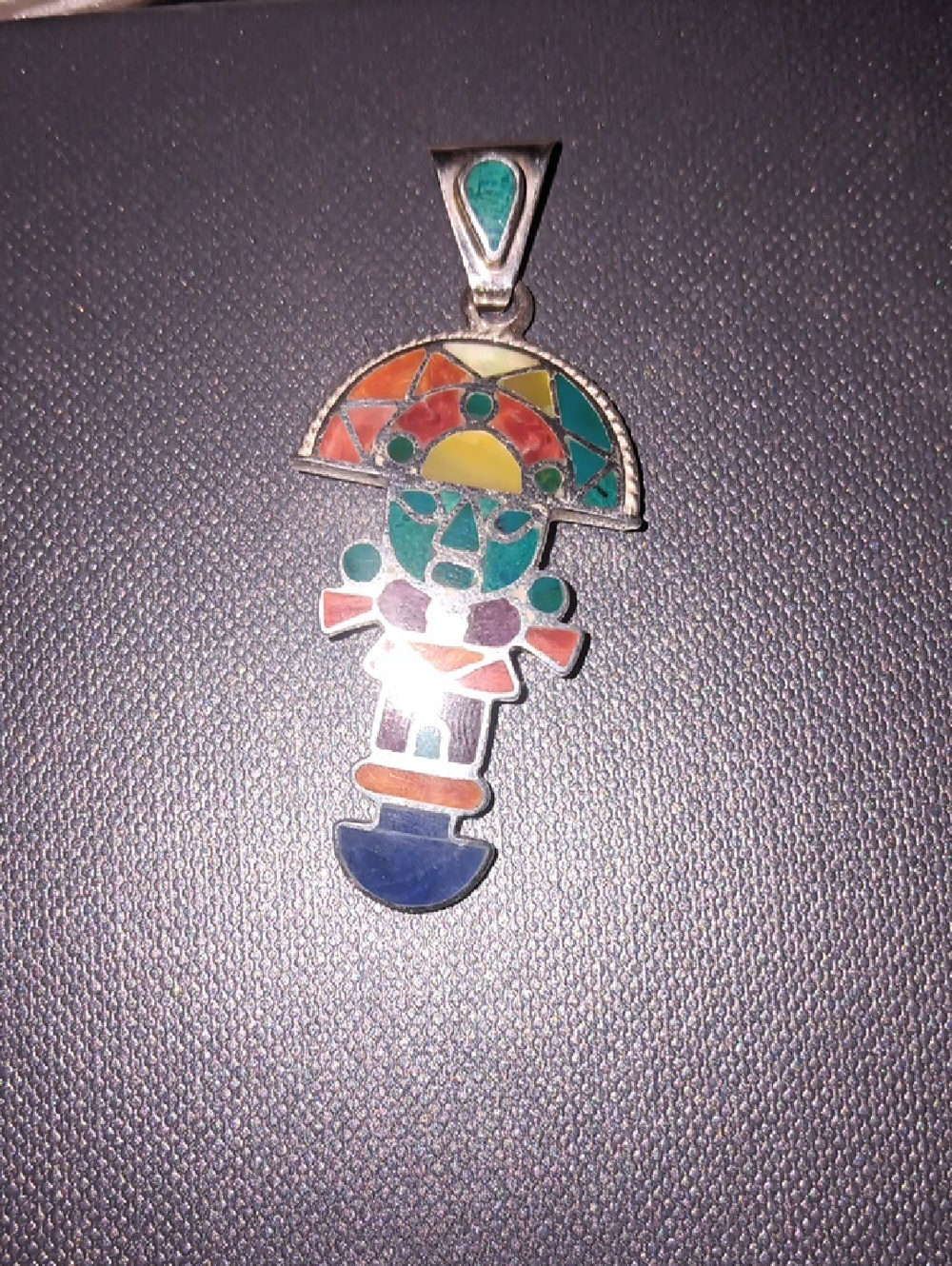 Peruvian Artistry Multi Gemstone 1.25 ctw Rainbow Zand Tumi Inca Pendant
